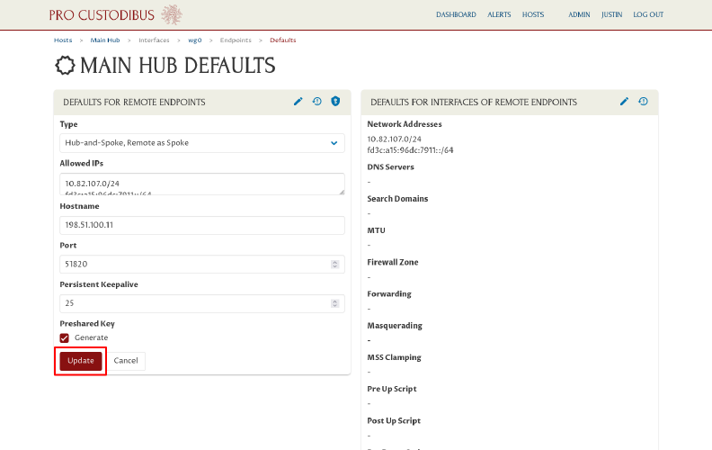 Main Hub Defaults Page Part 2