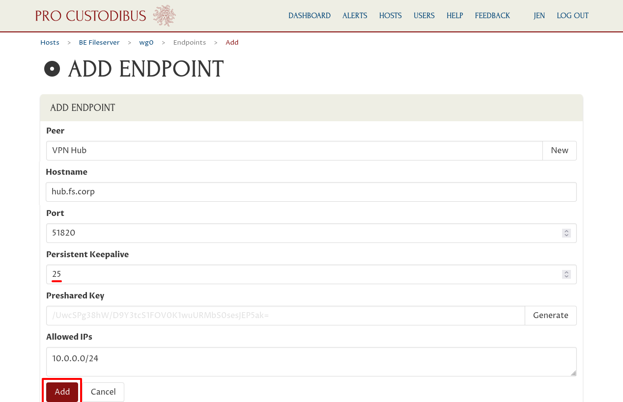 Last Part of Add Endpoint Form