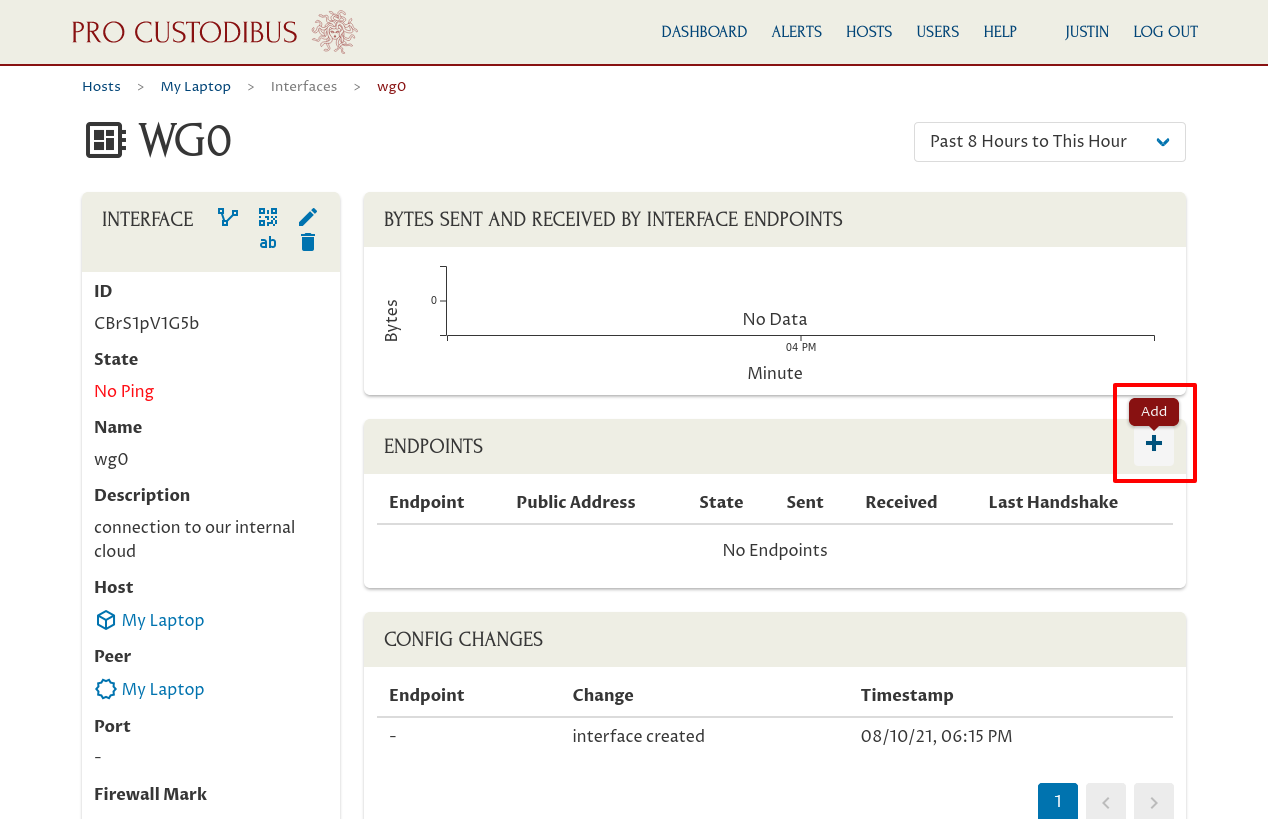 Interface Page With Add-Endpoint Icon Highlighted